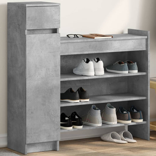 Shoe Cabinet Concrete Gray 39.6"x11"x39.4" Engineered Wood
