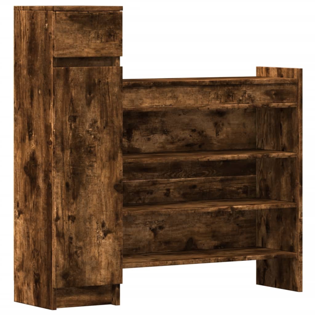Shoe Cabinet Smoked Oak 39.6"x11"x39.4" Engineered Wood