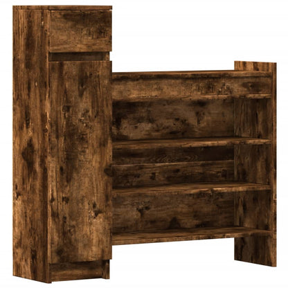 Shoe Cabinet Smoked Oak 39.6"x11"x39.4" Engineered Wood