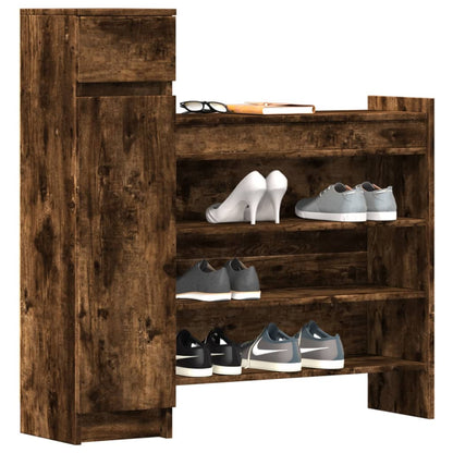 Shoe Cabinet Smoked Oak 39.6"x11"x39.4" Engineered Wood