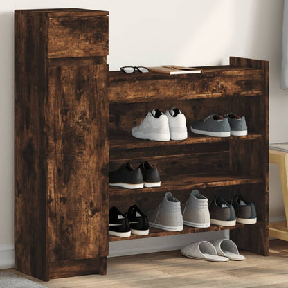 Shoe Cabinet Smoked Oak 39.6"x11"x39.4" Engineered Wood