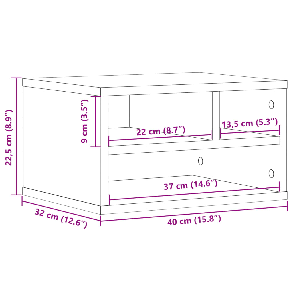 Printer Stand Black 15.7"x12.6"x8.9" Engineered Wood