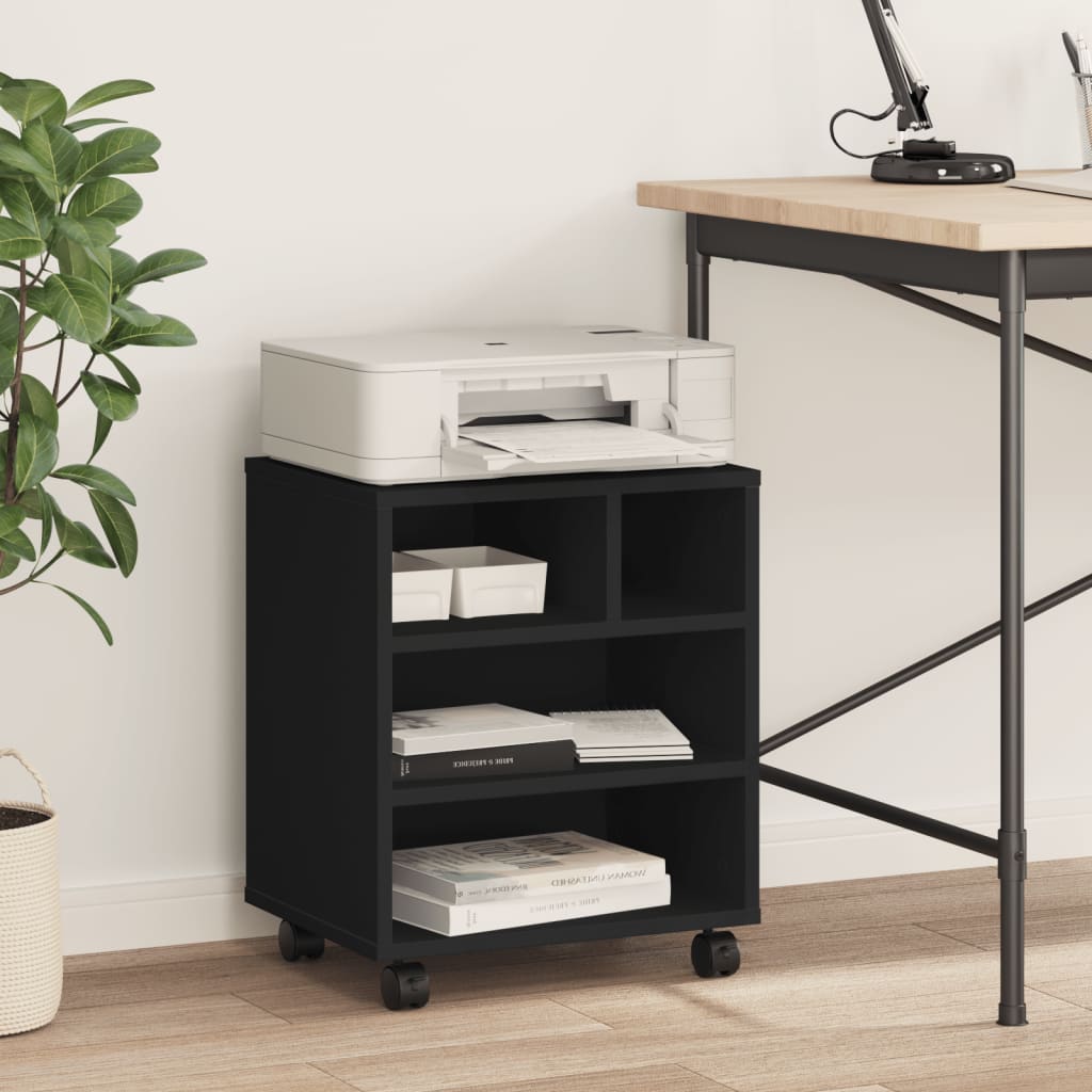 Printer Stand with Wheels Black 16.1"x12.6"x18.9"