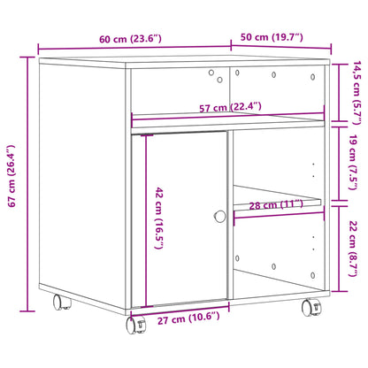 Printer Stand with Wheels Gray Sonoma 23.6"x19.7"x26.4"