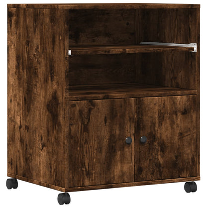 Printer Stand with Wheels Smoked Oak 23.6"x18.9"x29.1"