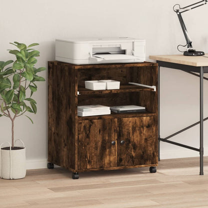 Printer Stand with Wheels Smoked Oak 23.6"x18.9"x29.1"