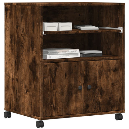 Printer Stand with Wheels Smoked Oak 23.6"x18.9"x29.1"