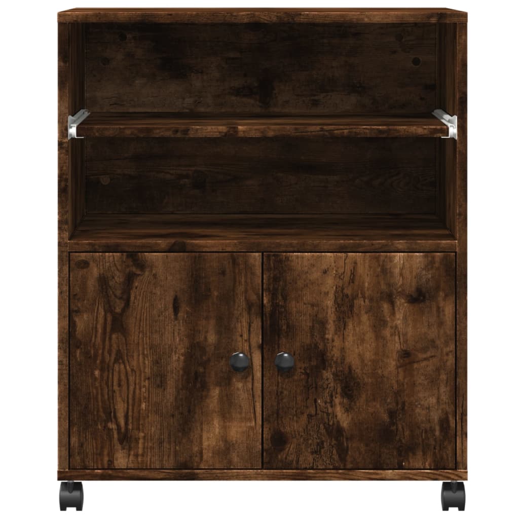 Printer Stand with Wheels Smoked Oak 23.6"x18.9"x29.1"