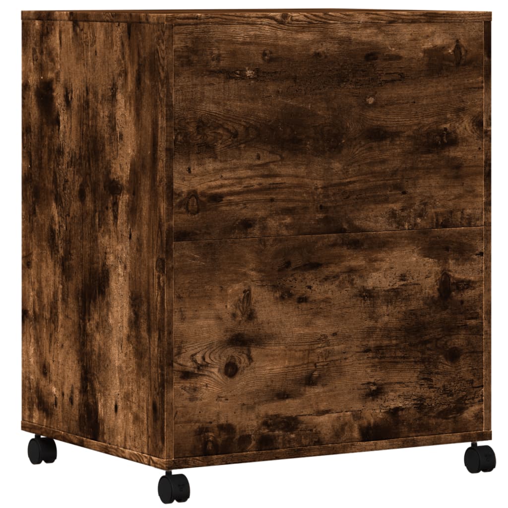 Printer Stand with Wheels Smoked Oak 23.6"x18.9"x29.1"