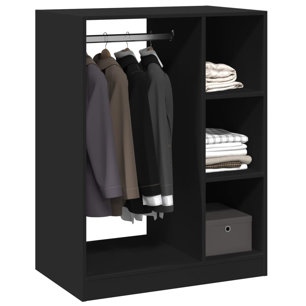 Wardrobe Black Engineered wood Compact Wardrobe Rectangular