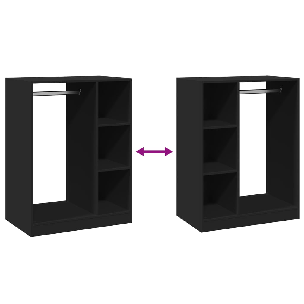 Wardrobe Black Engineered wood Compact Wardrobe Rectangular