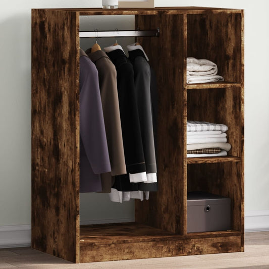 Wardrobe Smoked Oak Engineered Wood Medium Wardrobe Rectangular