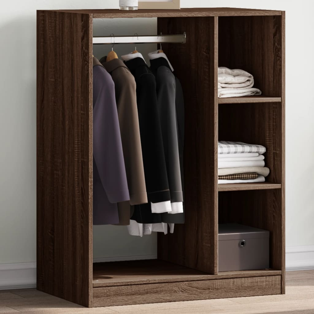 Wardrobe Brown oak Engineered wood Compact Storage Wardrobe