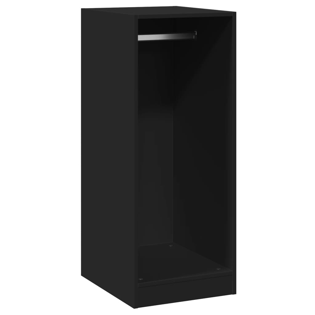 Wardrobe Black Engineered Wood Compact Storage Cabinet
