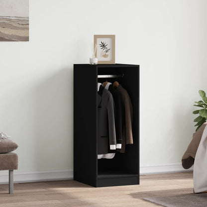 Wardrobe Black Engineered Wood Compact Storage Cabinet