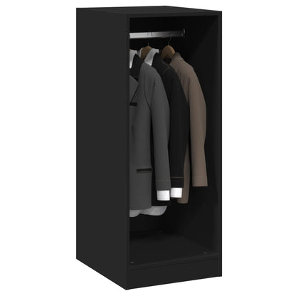 Wardrobe Black Engineered Wood Compact Storage Cabinet