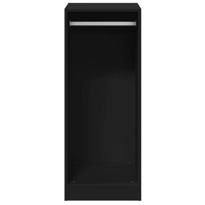 Wardrobe Black Engineered Wood Compact Storage Cabinet