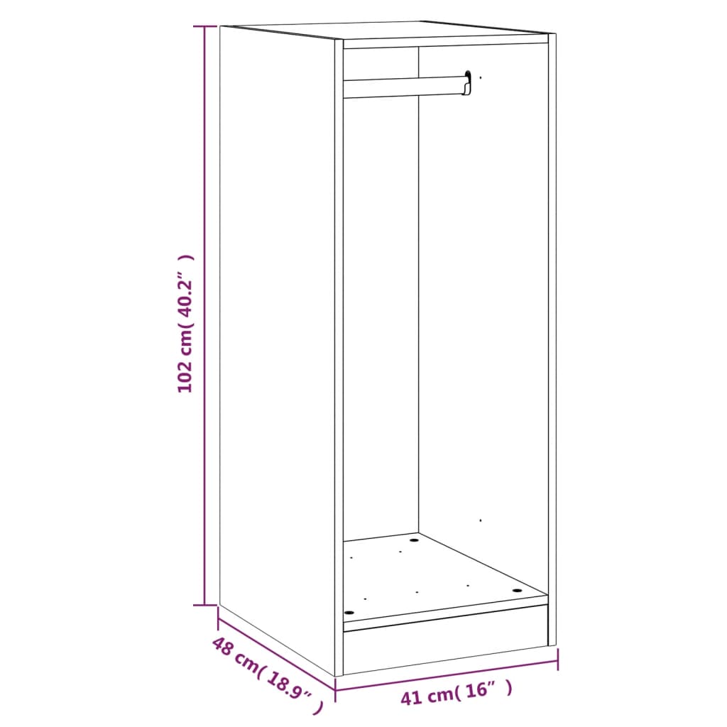 Wardrobe Black Engineered Wood Compact Storage Cabinet