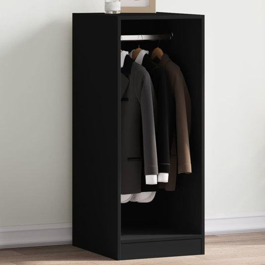 Wardrobe Black Engineered Wood Compact Storage Cabinet
