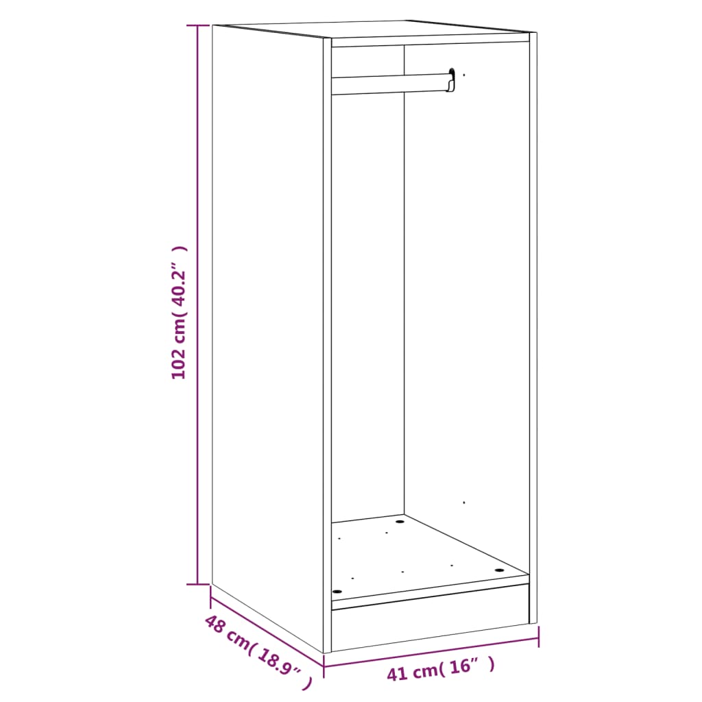 Wardrobe Grey Sonoma Engineered wood Compact Wardrobe