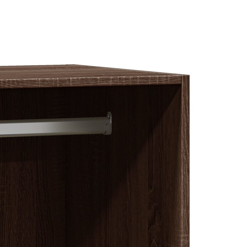 Wardrobe Brown Oak Engineered Wood Compact Wardrobe Rectangular