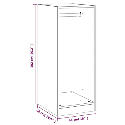 Wardrobe Brown Oak Engineered Wood Compact Wardrobe Rectangular