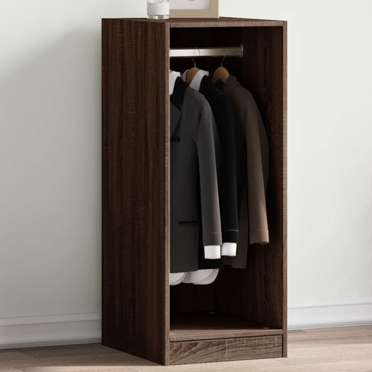 Wardrobe Brown Oak Engineered Wood Compact Wardrobe Rectangular