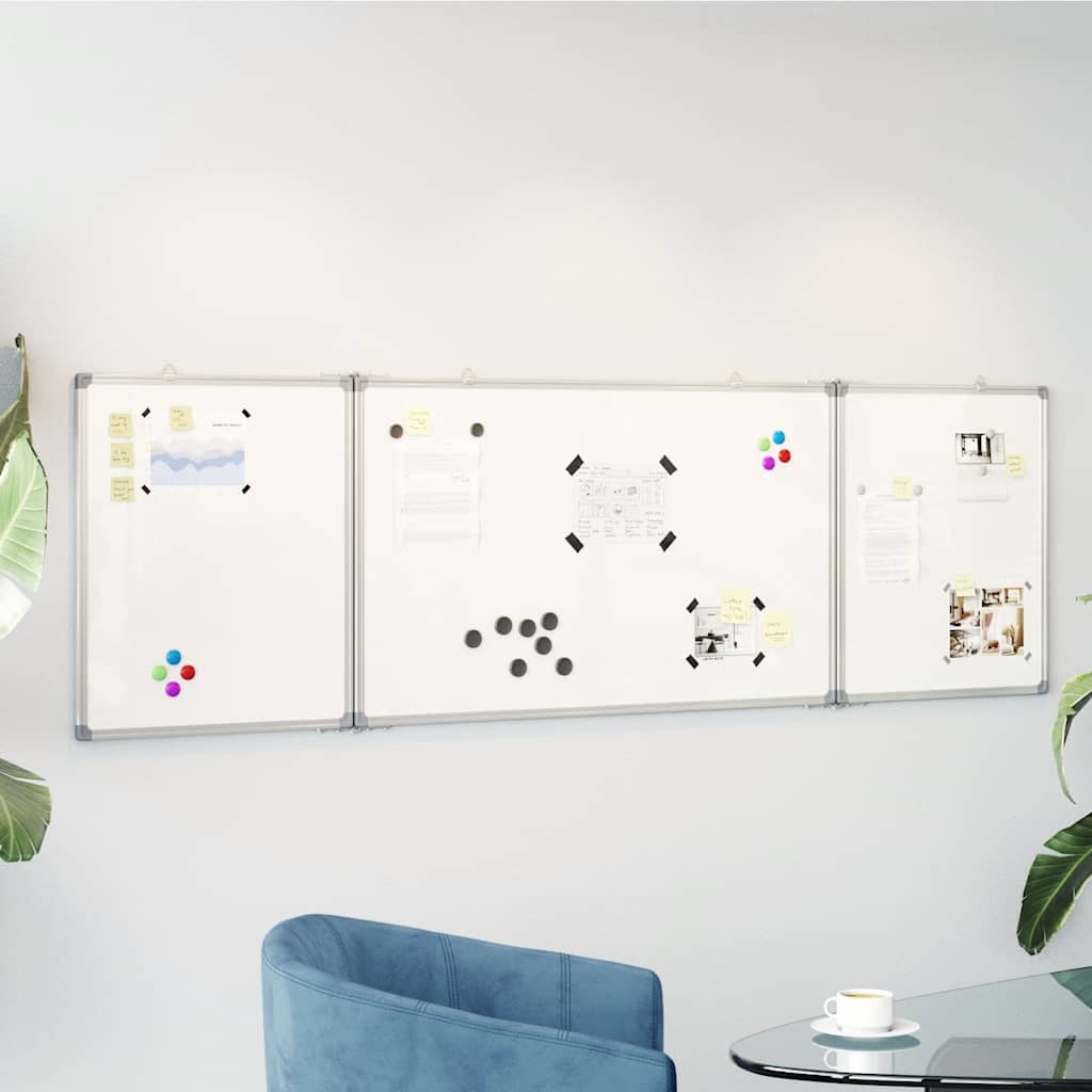 Magnetic Whiteboard Foldable 63"x19.7"x0.7" Aluminum