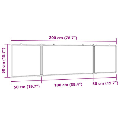 Magnetic Whiteboard Foldable 78.7x19.7x0.7" Aluminium