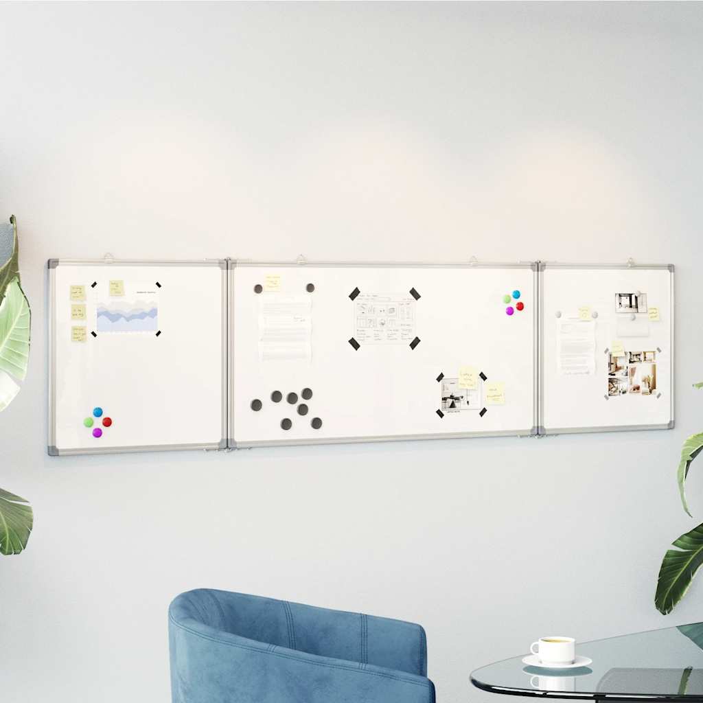 Magnetic Whiteboard Foldable 78.7x19.7x0.7" Aluminium