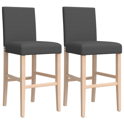 Bar Chair Dark Grey Solid Rubber Wood, Fabric (100% Polyester), Foam