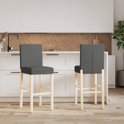 Bar Chair Dark Grey Solid Rubber Wood, Fabric (100% Polyester), Foam