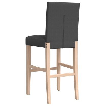 Bar Chair Dark Grey Solid Rubber Wood, Fabric (100% Polyester), Foam