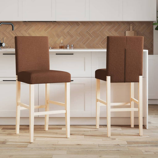 Bar Chair Brown Solid rubber wood, fabric (100% polyester), foam