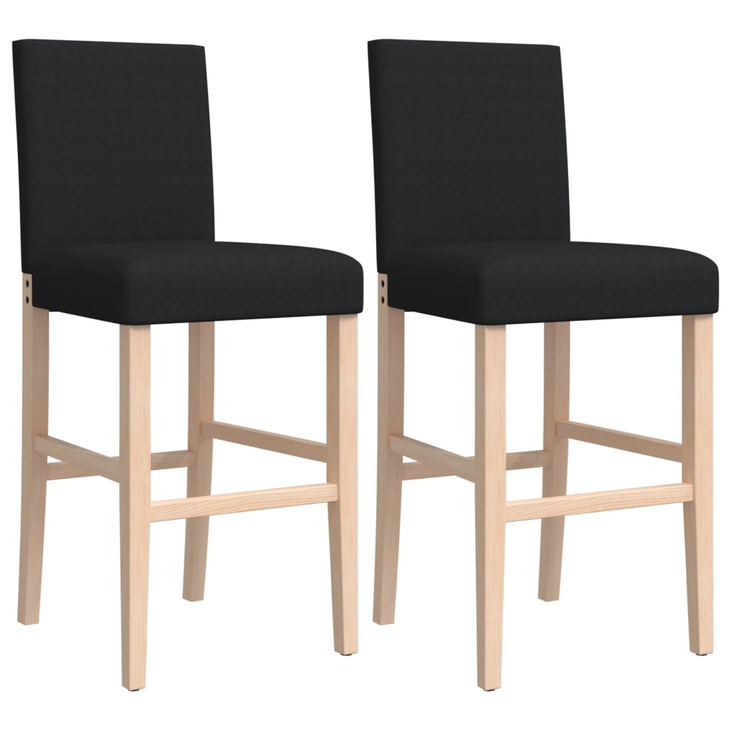 Bar Chair Black Solid rubberwood, fabric (100% polyester) Footrest