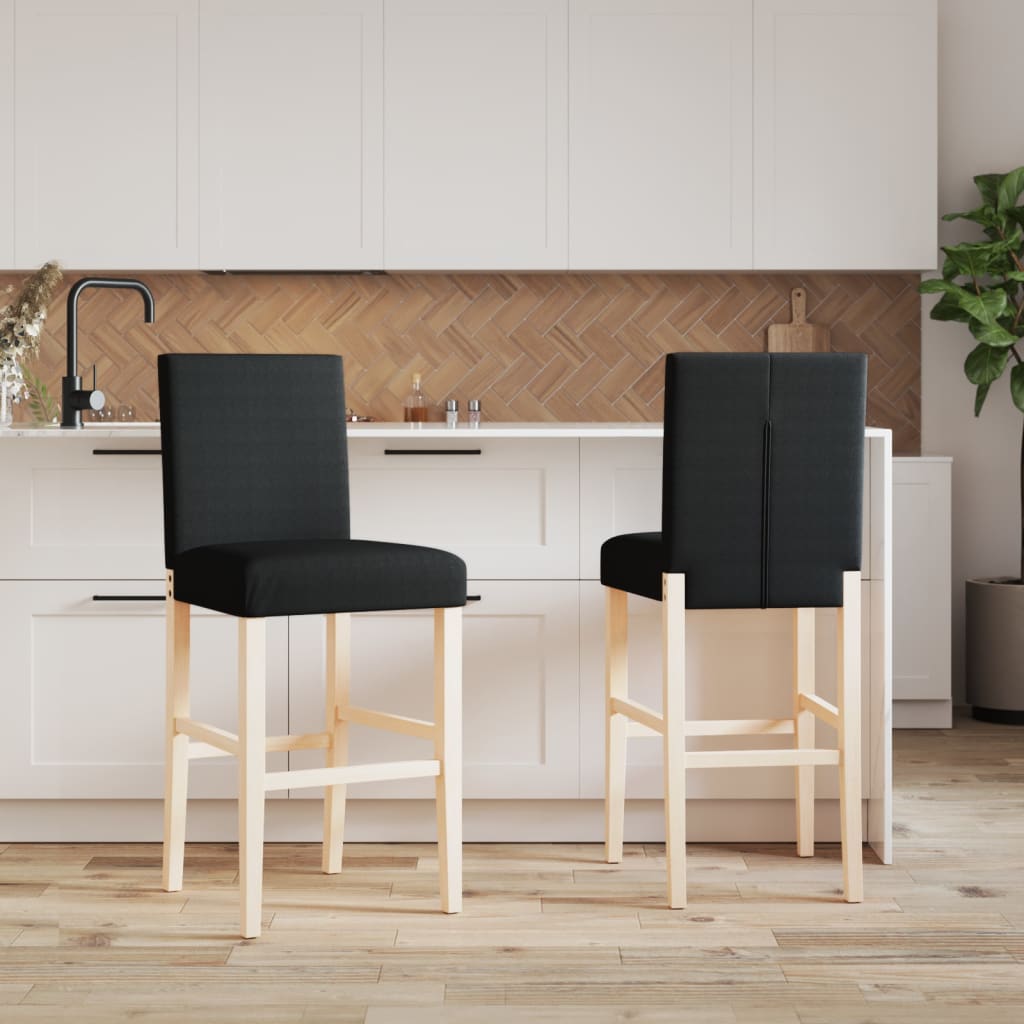 Bar Chair Black Solid rubberwood, fabric (100% polyester) Footrest