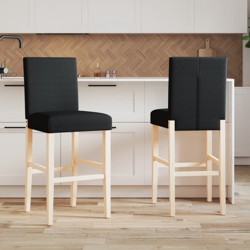 Bar Chair Black Solid rubberwood, fabric (100% polyester) Footrest