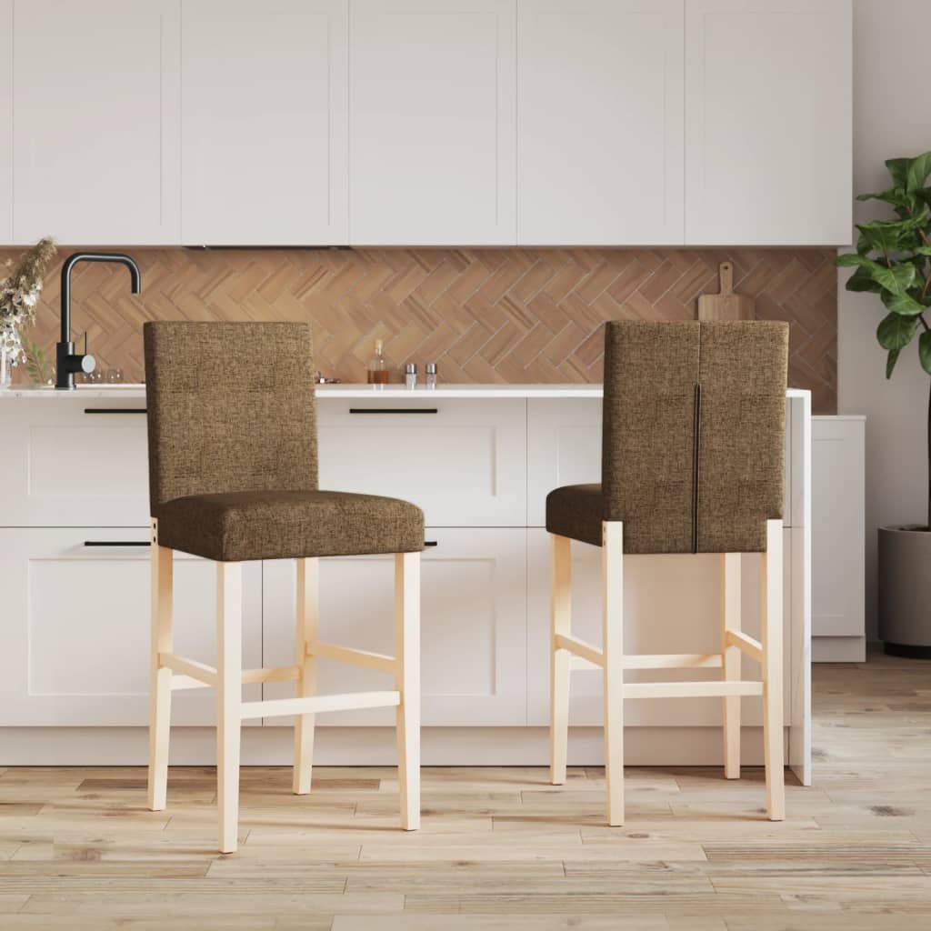 Bar Chair Taupe Solid rubber wood, 100% polyester fabric Extra Tall