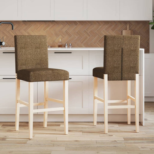 Bar Chair Taupe Solid rubber wood, 100% polyester fabric Extra Tall
