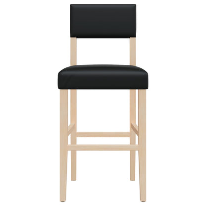Bar Chair Black Solid rubber wood, faux leather Large Footrest