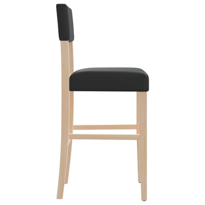 Bar Chair Black Solid rubber wood, faux leather Large Footrest