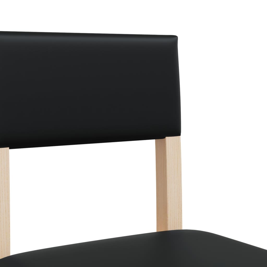 Bar Chair Black Solid rubber wood, faux leather Large Footrest