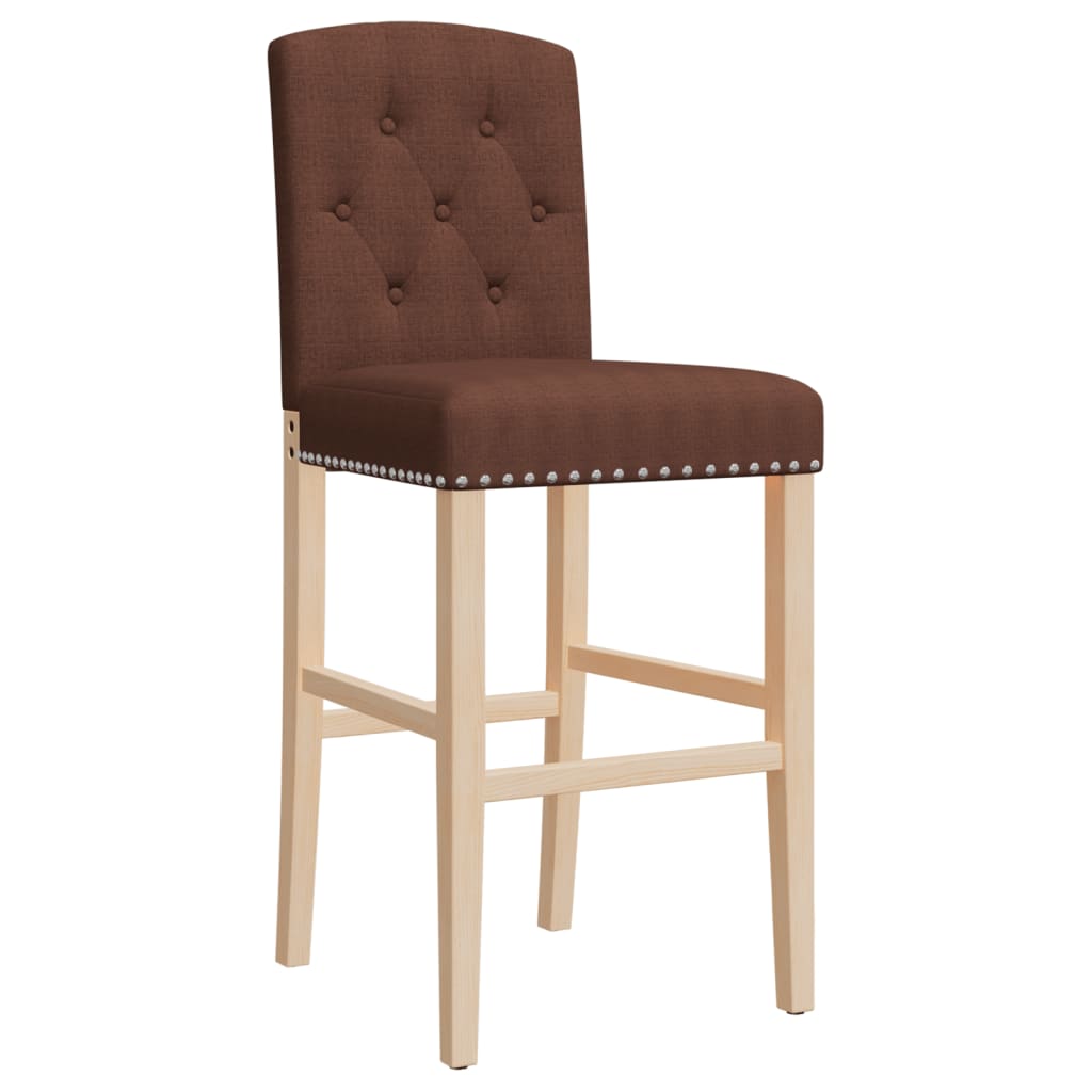 Bar Chair Brown Solid rubber wood, Fabric (100% polyester), Foam