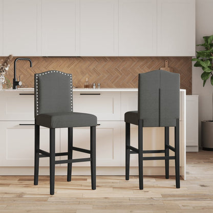 Bar Chair Dark grey and black Solid rubber wood, 100% polyester
