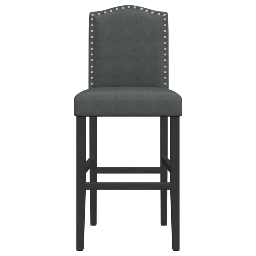 Bar Chair Dark grey and black Solid rubber wood, 100% polyester