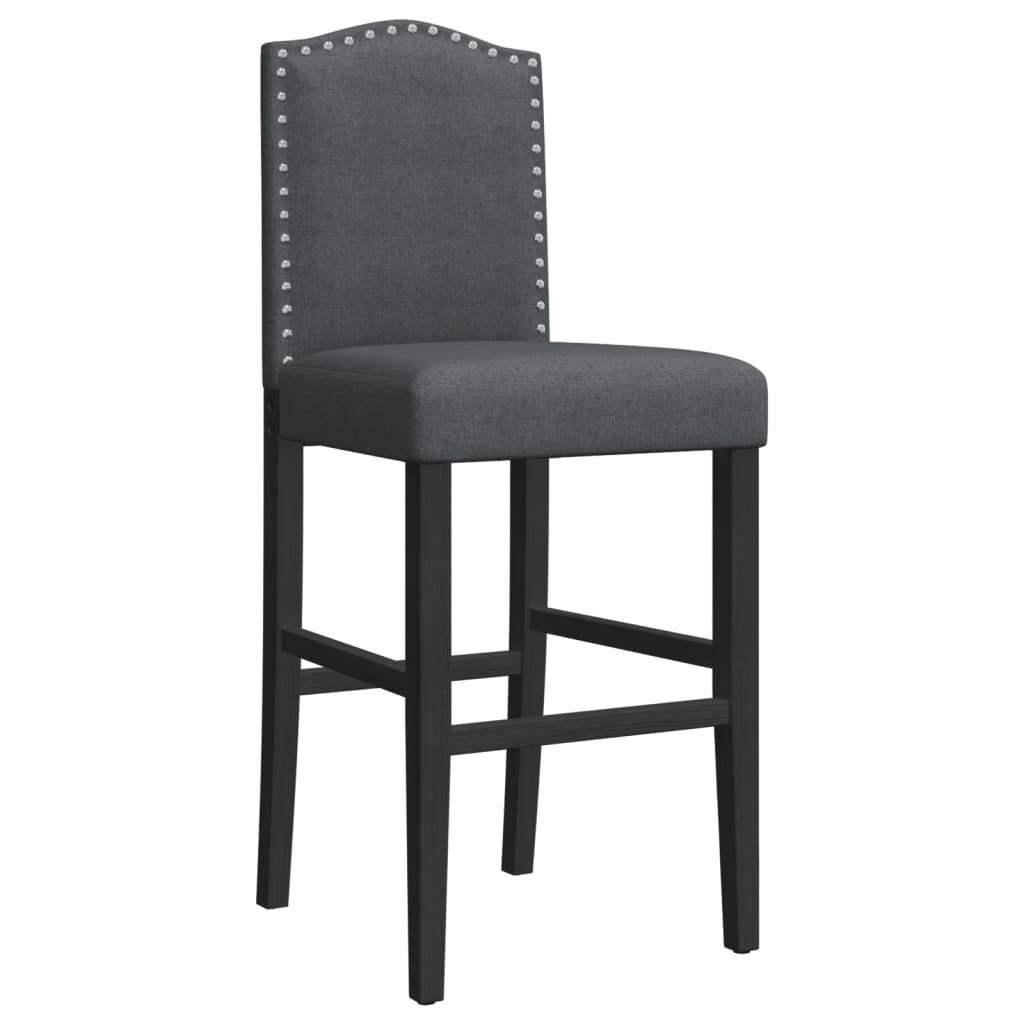Bar Chair Dark grey and black Solid rubber wood, 100% polyester