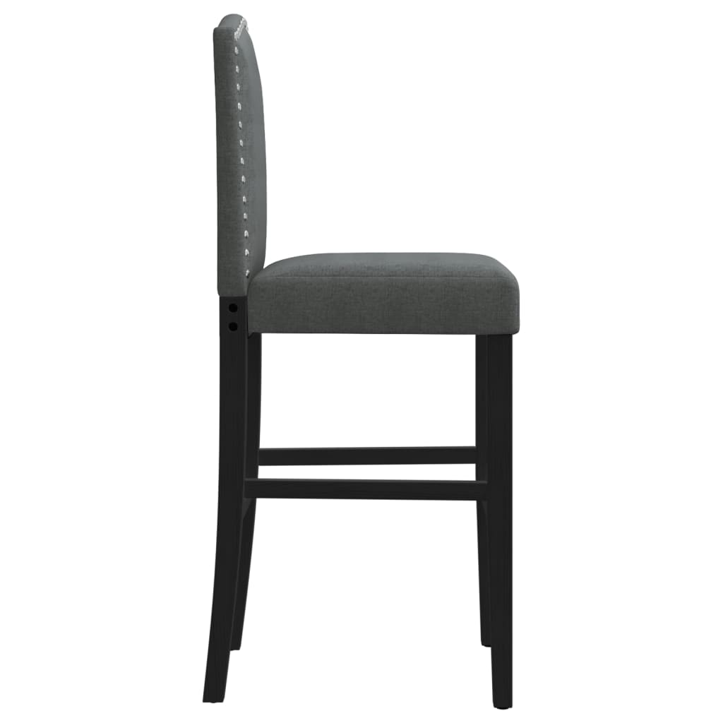 Bar Chair Dark grey and black Solid rubber wood, 100% polyester