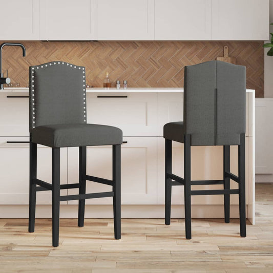Bar Chair Dark grey and black Solid rubber wood, 100% polyester