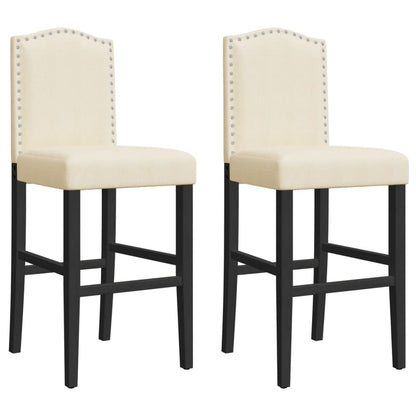 Bar Chair Cream and black Solid rubber wood, fabric (100% polyester)