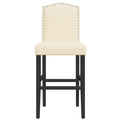 Bar Chair Cream and black Solid rubber wood, fabric (100% polyester)
